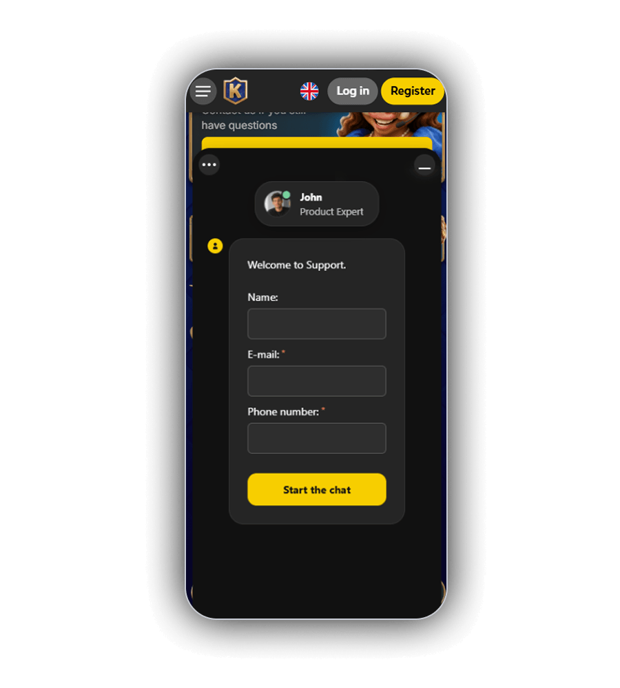 Kingia Casino contact form